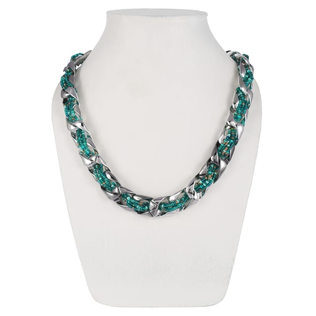 DCA DCA Glass Acrylic Rope Necklace 4459 Rhodium Plated Glass Necklace