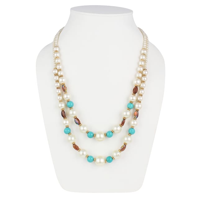 DCA Dca Pearl, Turqouise Glass Necklace For Women (4441 ) Glass Necklace