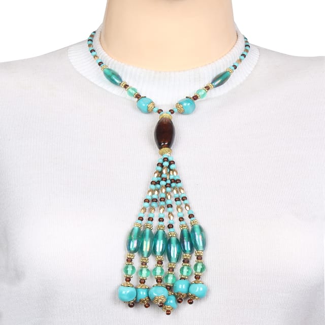 DCA Dca Turqouise, Brown Glass Necklace For Women (4445 ) Glass Necklace