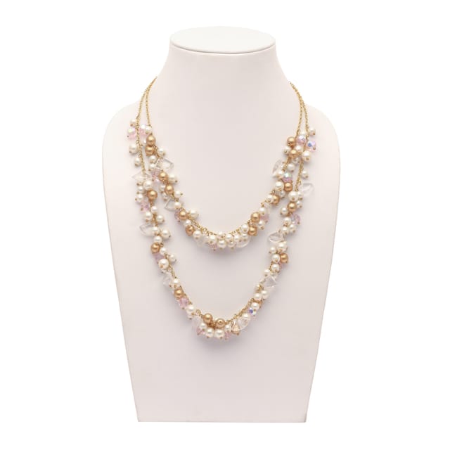 DCA Women's Multi-Colour Multi-Strand Glass and Metal Necklace (4415) Glass, Metal Necklace