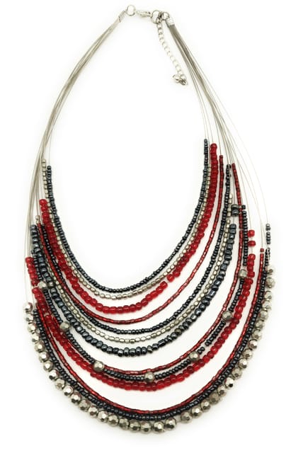 DCA Rhodium Plated Glass Necklace (4464)