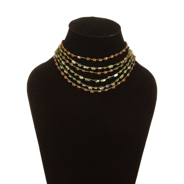 DCA Silver, Black Silver Plated Glass, Cotton Dori Necklace (DC4157NK)