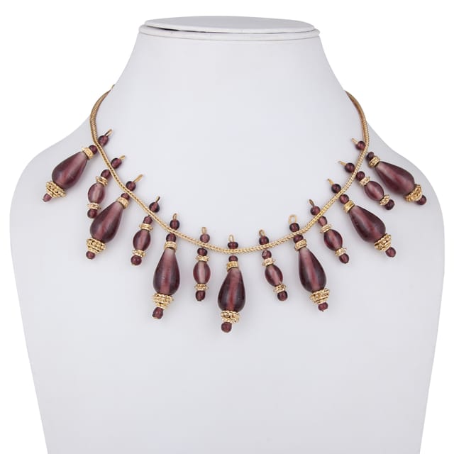 DCA Rhodium Plated Glass, Brass Necklace (DC4335NK)