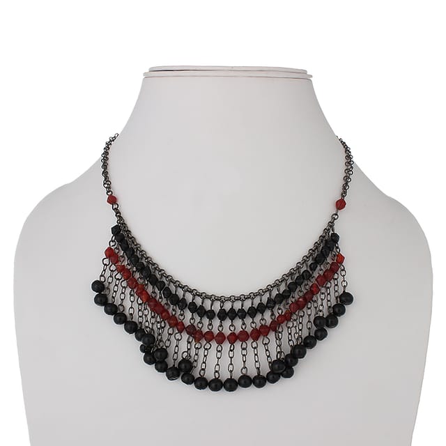DCA Black Silver Plated Glass, Steel Necklace (DCA4235NK)