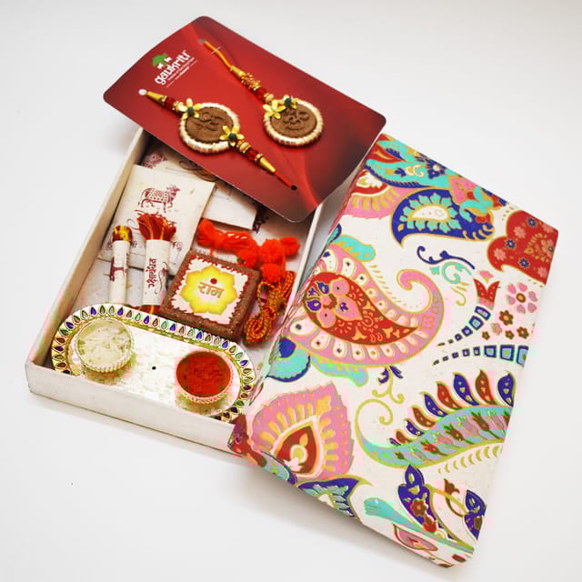 Gaukriti Handmade Cow Dung Eco-friendly Bhai Bhabhi Rakhi Box (GK R 512)