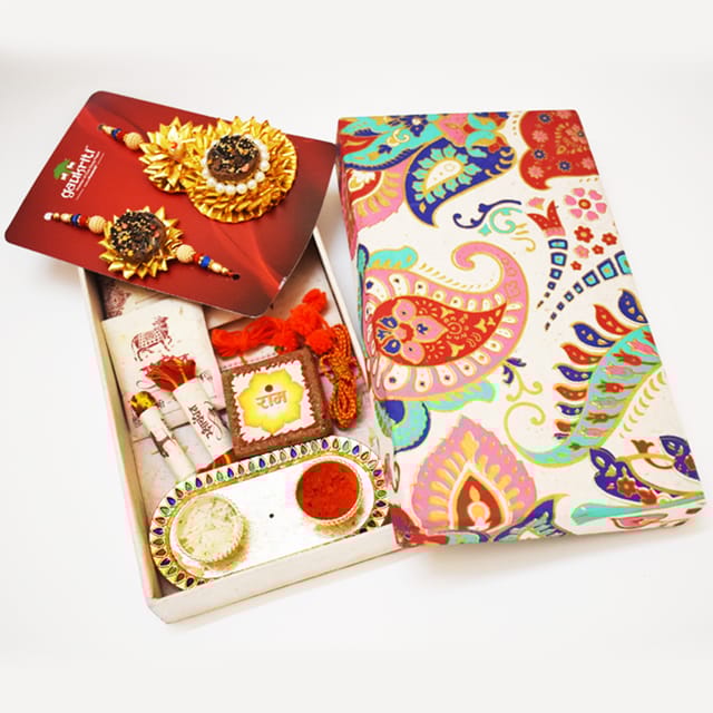 Gaukriti Handmade Cow Dung Eco-friendly Bhai Bhabhi Rakhi Box (GK R 516)