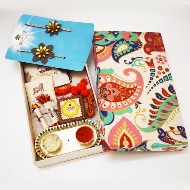 Gaukriti Handmade Cow Dung Eco-friendly Bhai Bhabhi Rakhi Box (GK R 520)