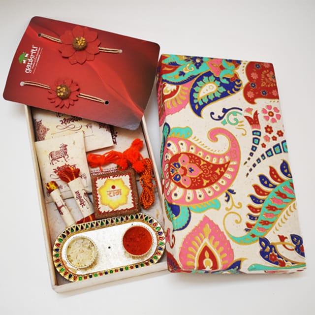 Gaukriti Handmade Cow Dung Eco-friendly Bhai Bhabhi Rakhi Box (GK R 528)