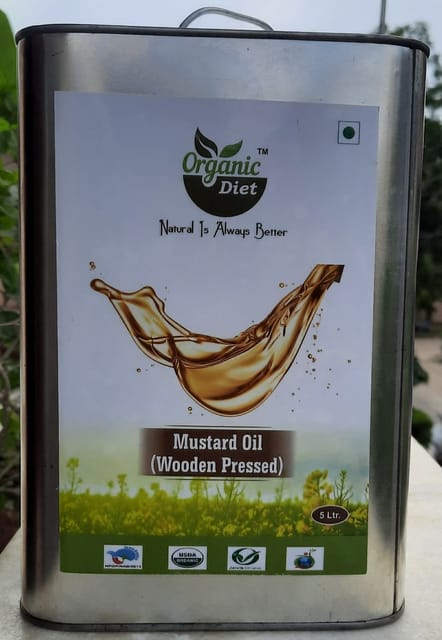 Organic Black Mustard Oil (Kali Sarso ka tel) 5 Ltr - Cold Wooden Pressed