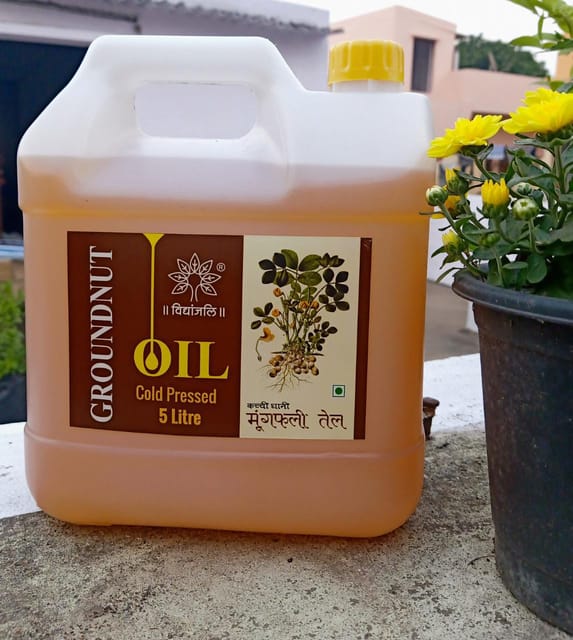 Wood Pressed Groundnut Oil 5 ltr (Moongfali ka Tel) - Rotary Pressed