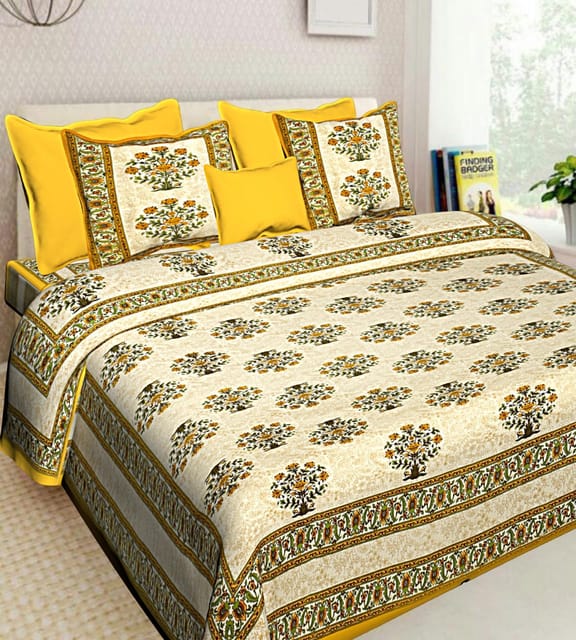 Printed Double Bedsheet with 4 Pillow VH183