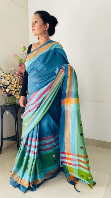 Handloom Cotton Printed Saree with Blouse (VH192)