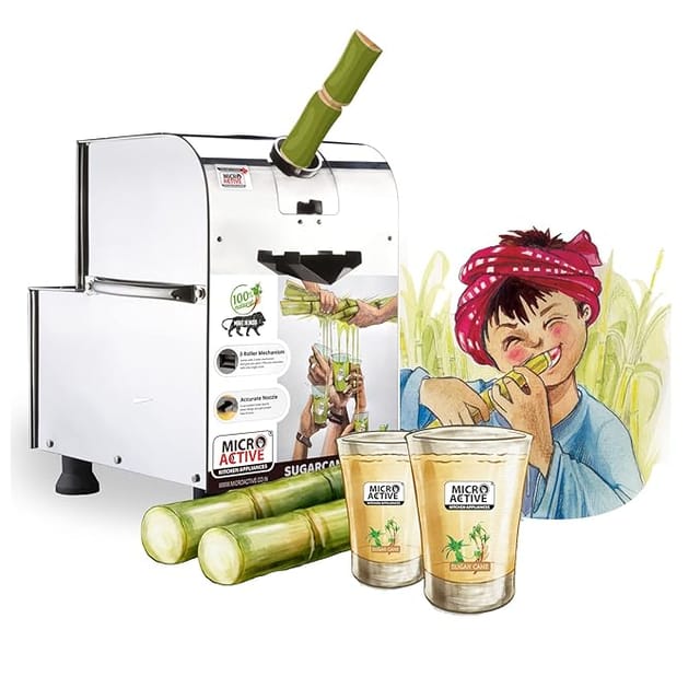 MICROACTIVE® Sugarcane Juice Machine SS-304 | 1.5HP Motor MG