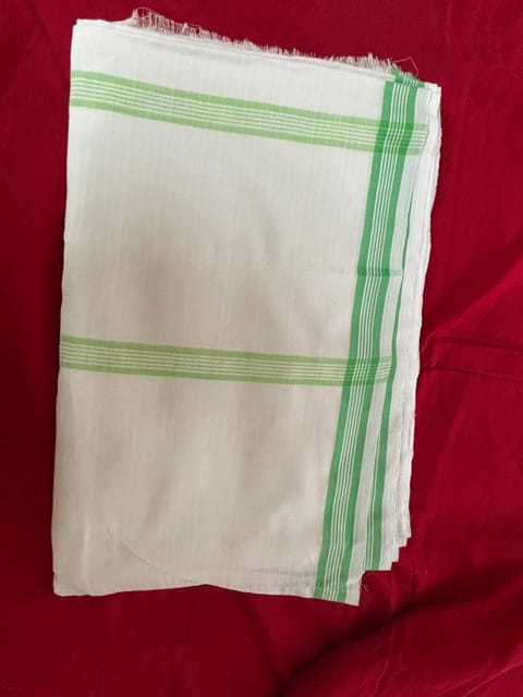 Dhoti Dupatta set White with Green Border VH212