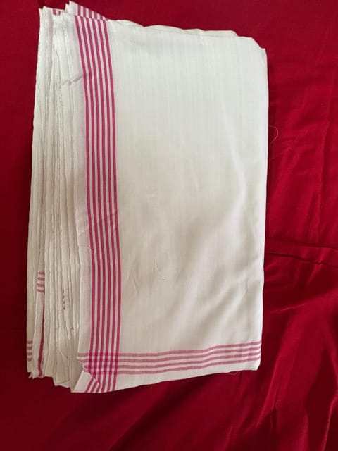 Dhoti Dupatta set White with Pink Border VH213