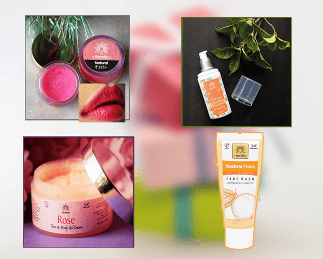 Gift Pack 666 - Orange Shampoo (125 ml), Natural Lip Colour (4 gm), Rose Face & Body Gel (50 gm), Mandarin Orange Face Wash (65 gm)