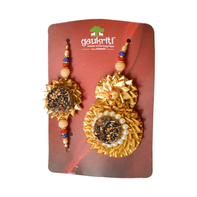 Gaukriti Handmade Cow Dung Eco-friendly Bhai Bhabhi Rakhi (GK R 515)